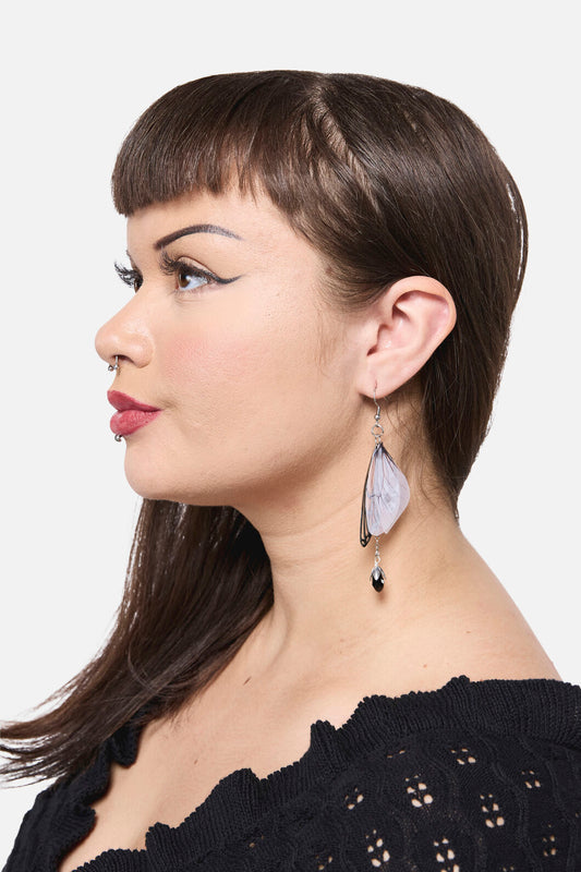 Dangerfield - Moth Wing Drop Earrings - silver