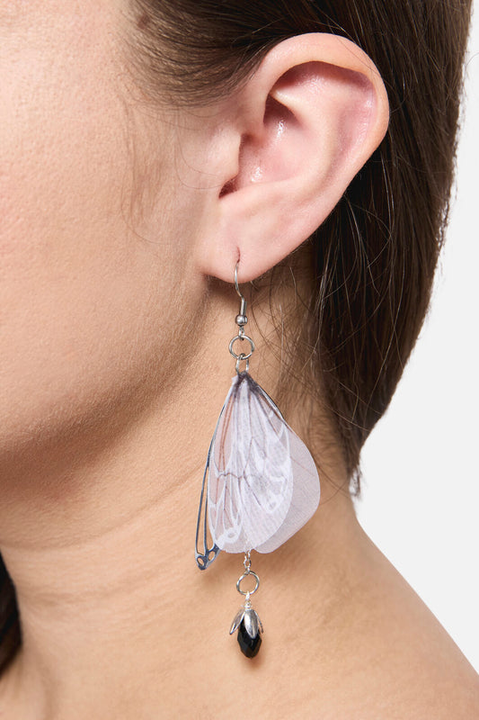 Dangerfield - Moth Wing Drop Earrings - silver