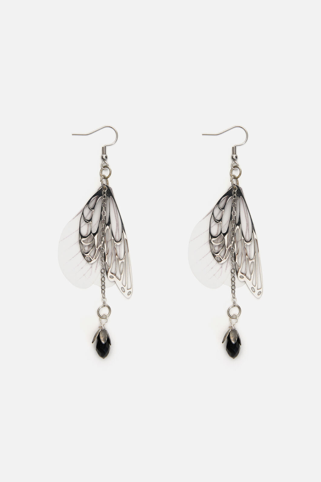 Dangerfield - Moth Wing Drop Earrings - silver