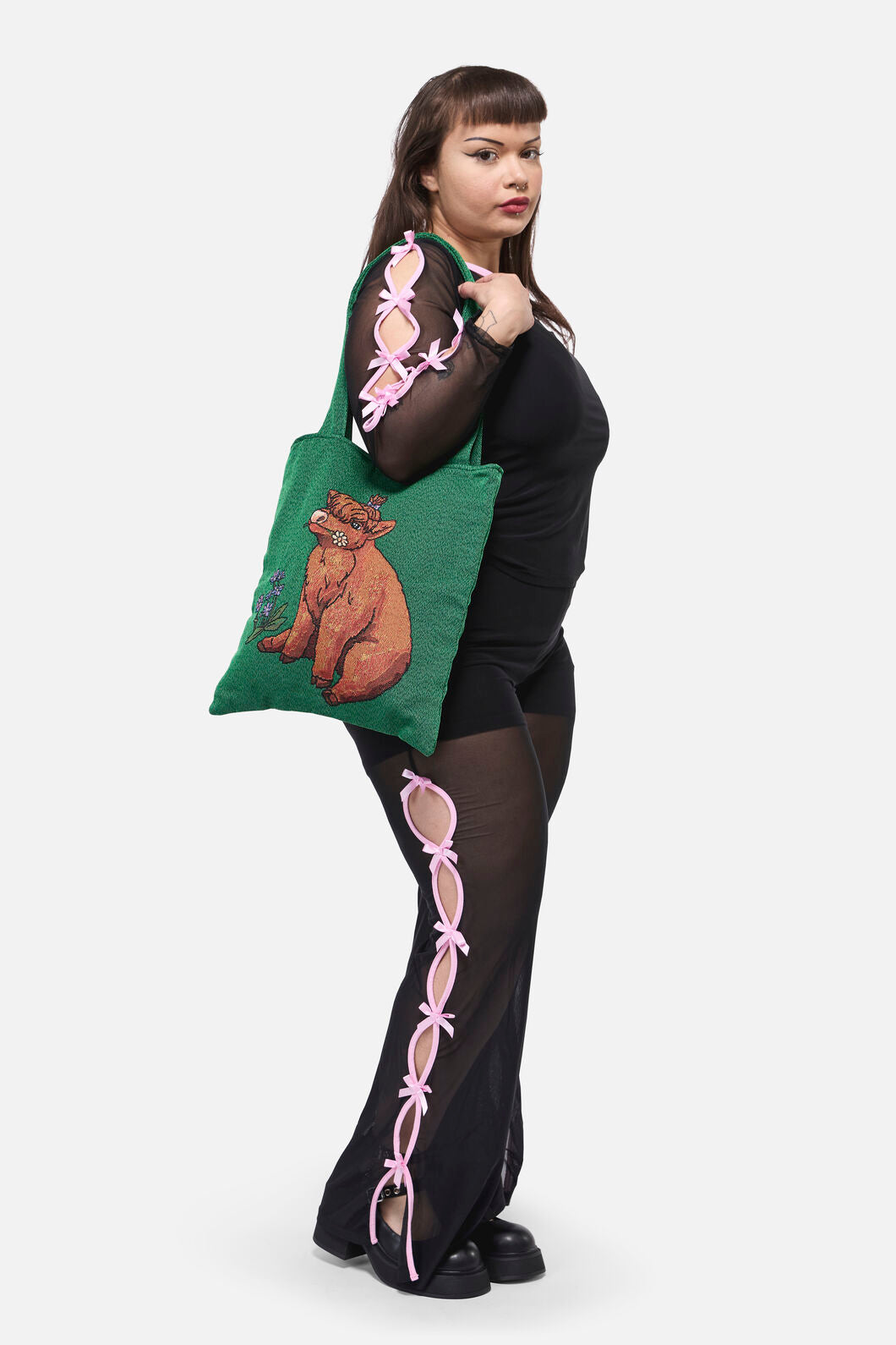 Dangerfield - Highland Cow Tote - green