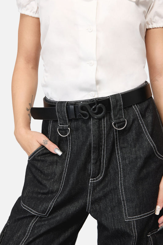 Dangerfield - Snake Buckle Belt - black