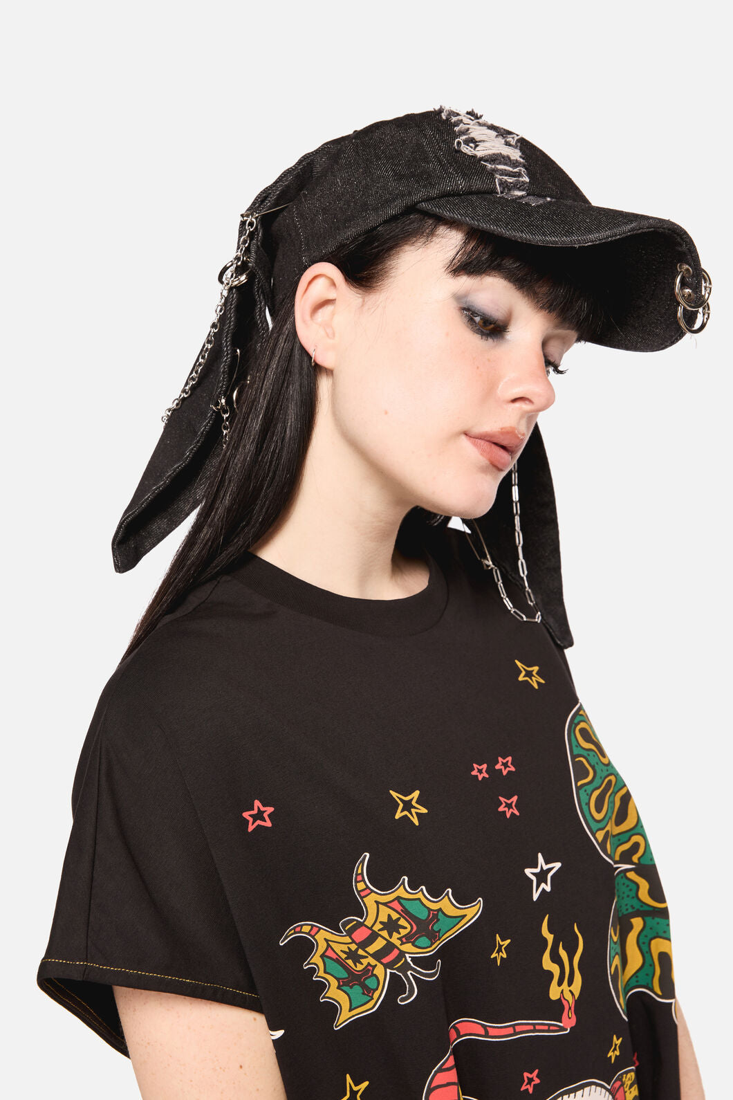Dangerfield - Distressed Pierced CapwithEars - black