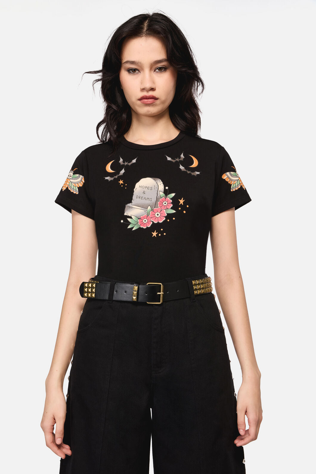 Dangerfield - Brass Pyramid Stud Belt - black