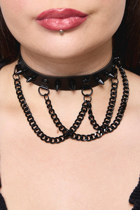 Dangerfield - Spike & Chain Choker - black