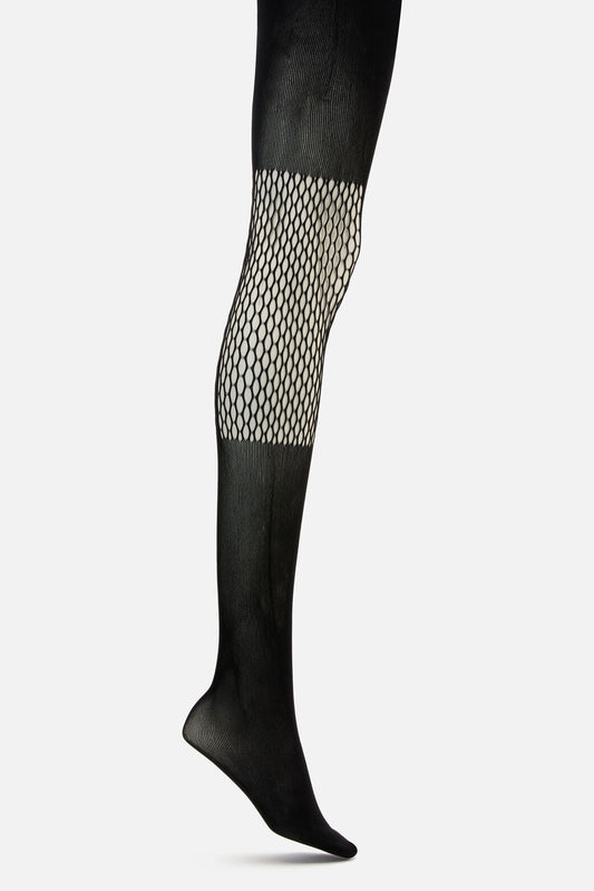 Dangerfield - Suspender Long Sock Fishnet Ti - black