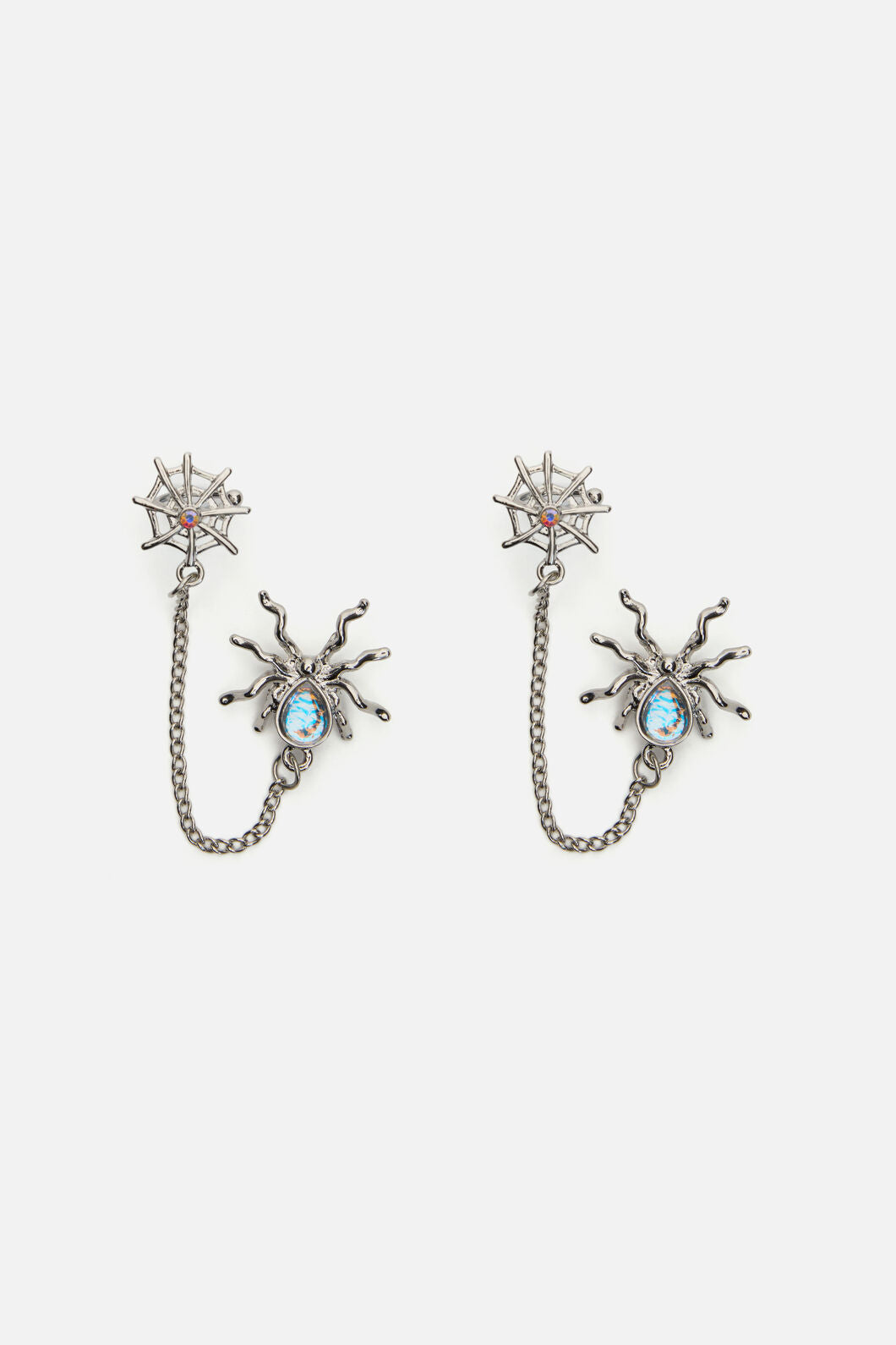 Dangerfield - Spiders Web & Chain Earrings - silver