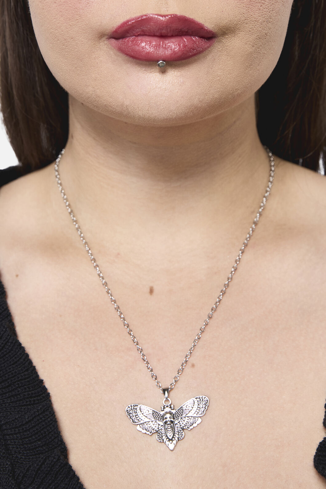 Dangerfield - All Hallows Eve Moth Necklace - silver