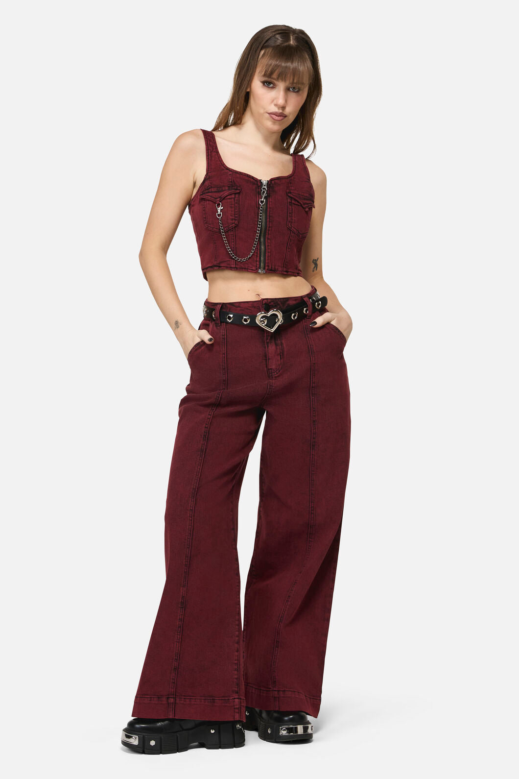 Dangerfield - Heart Eyelets & Buckle Belt - black