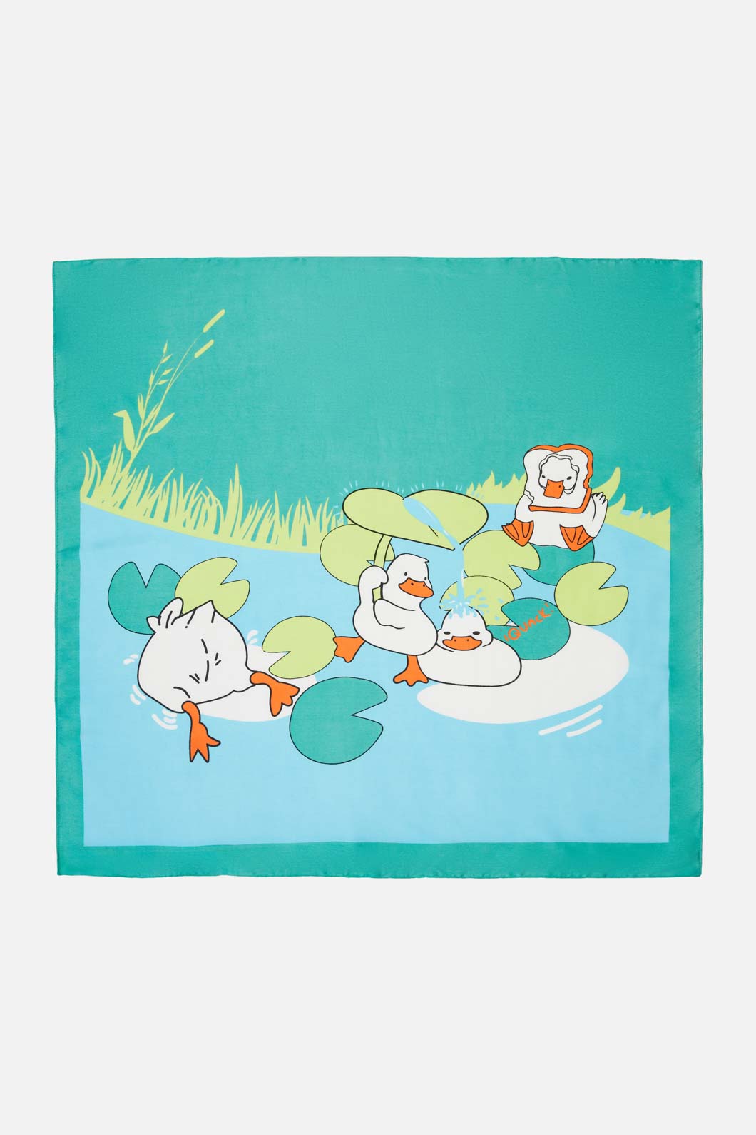 Dangerfield - Puddle Duck Satin Scarf - green