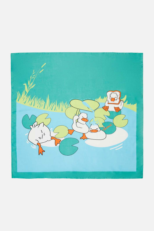 Dangerfield - Puddle Duck Satin Scarf - green