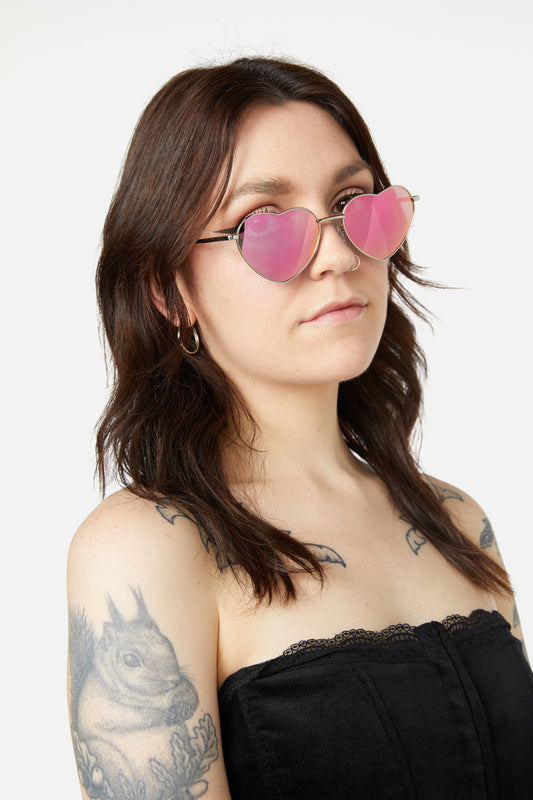 Dangerfield - Pink Heart Frame Sunglasses - pink