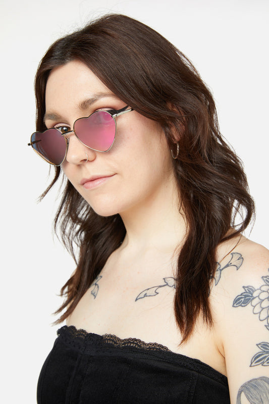 Dangerfield - Pink Heart Frame Sunglasses - pink