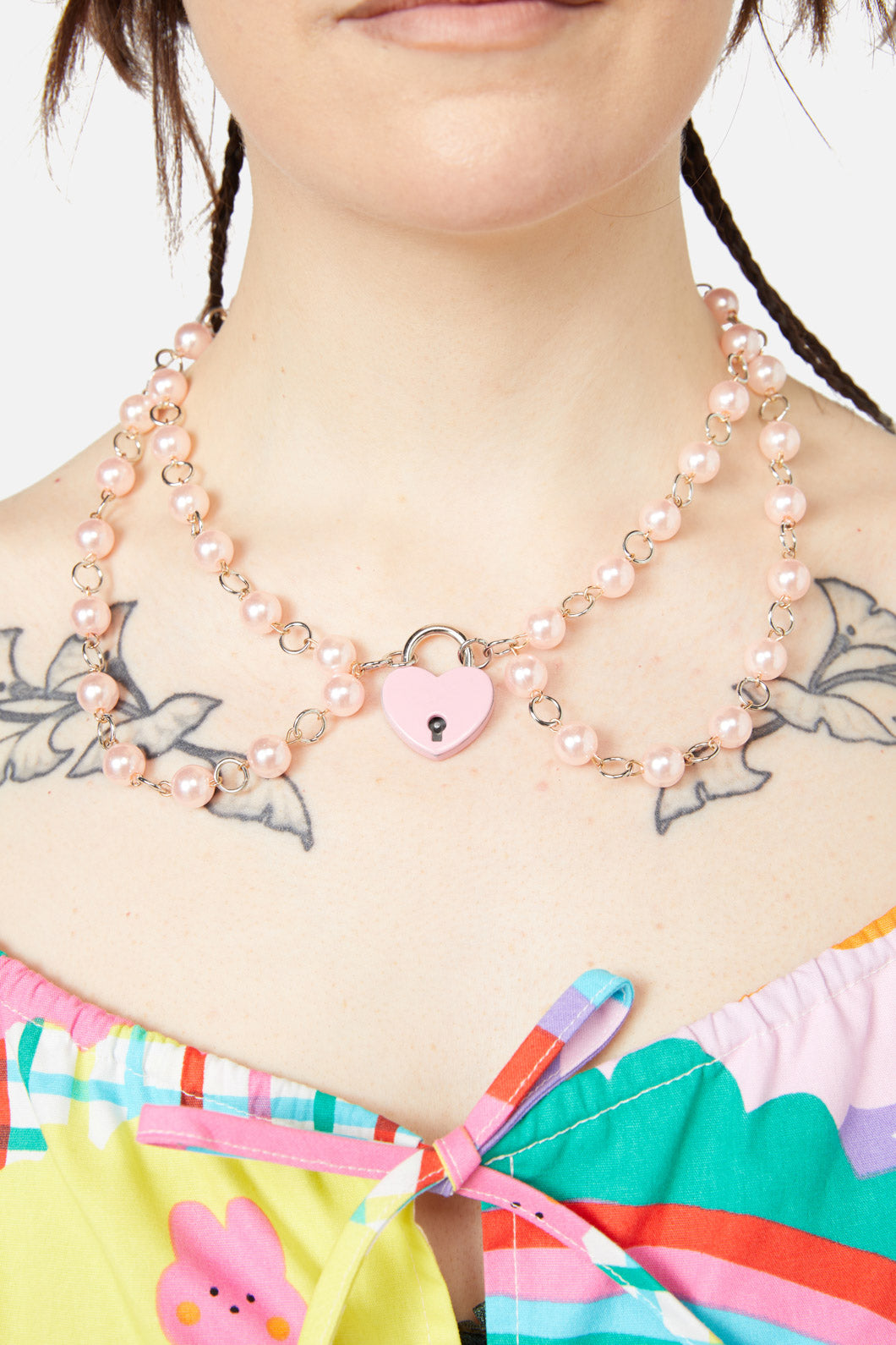 Dangerfield - Pearl Locket Choker - pink