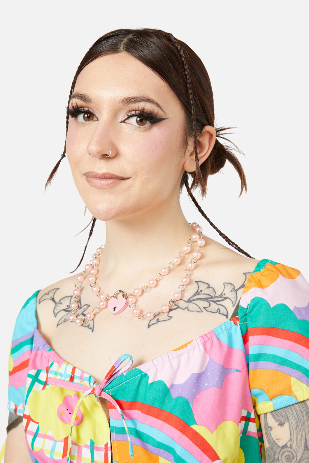 Dangerfield - Pearl Locket Choker - pink