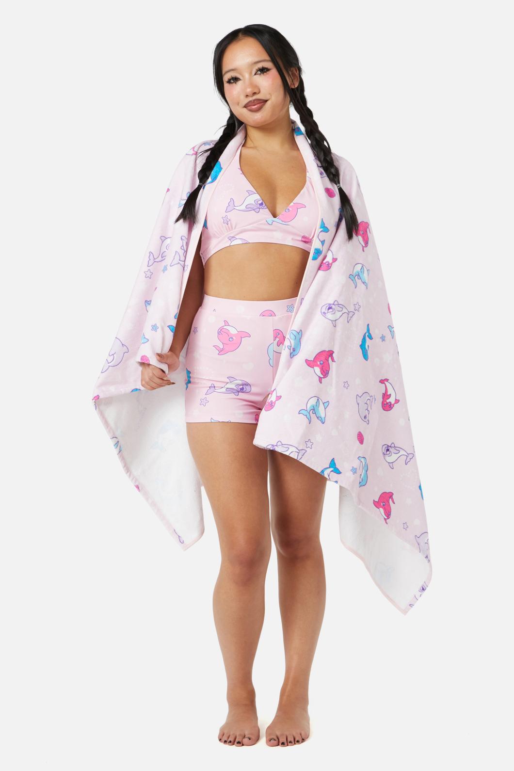 Dangerfield - Dolphin Pod Beach Towel - pink