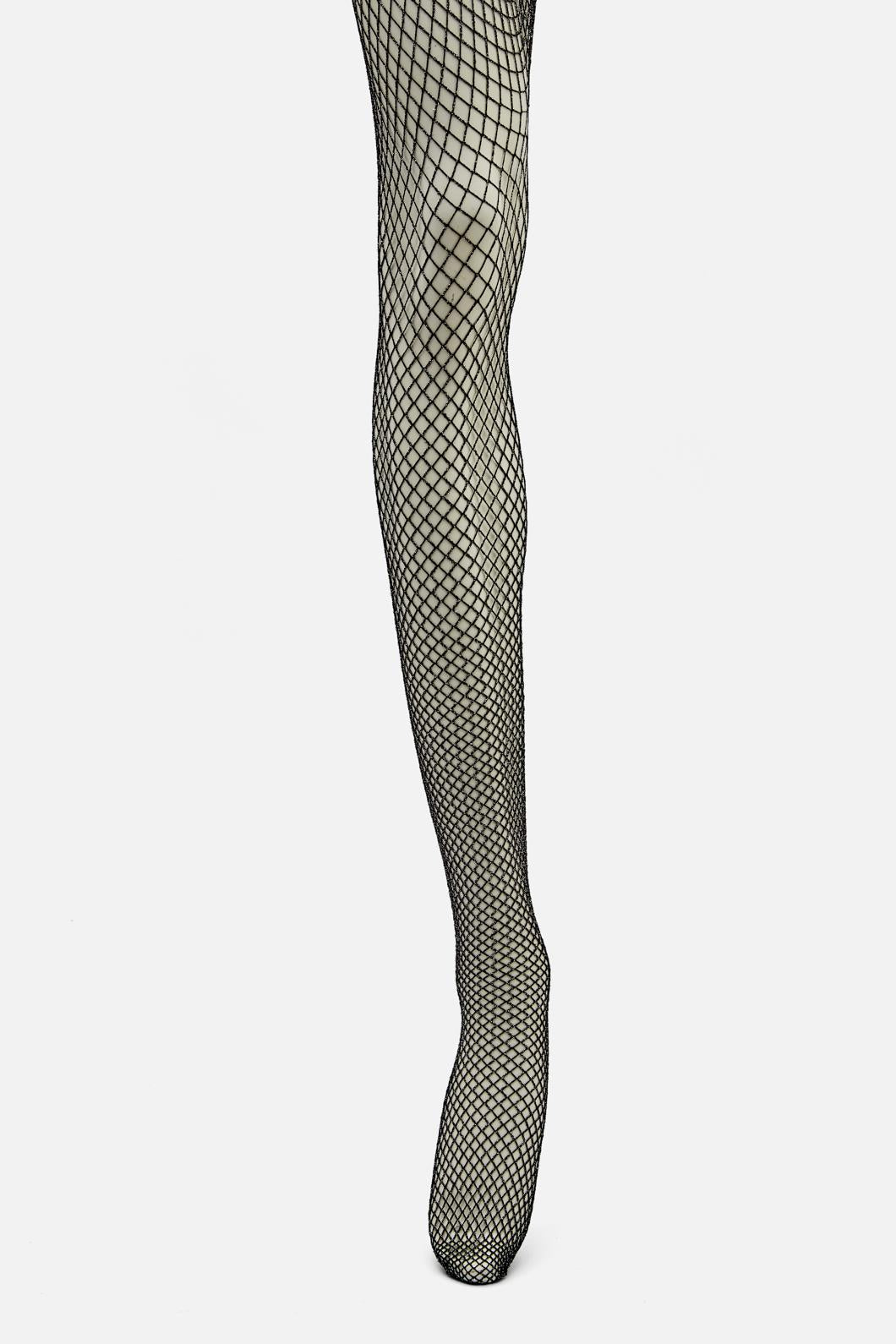 Dangerfield - Silver Glitter Fishnets - black