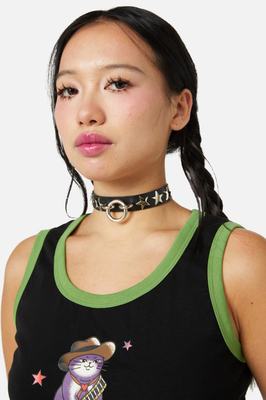 Dangerfield - Stars & Ring Choker - black