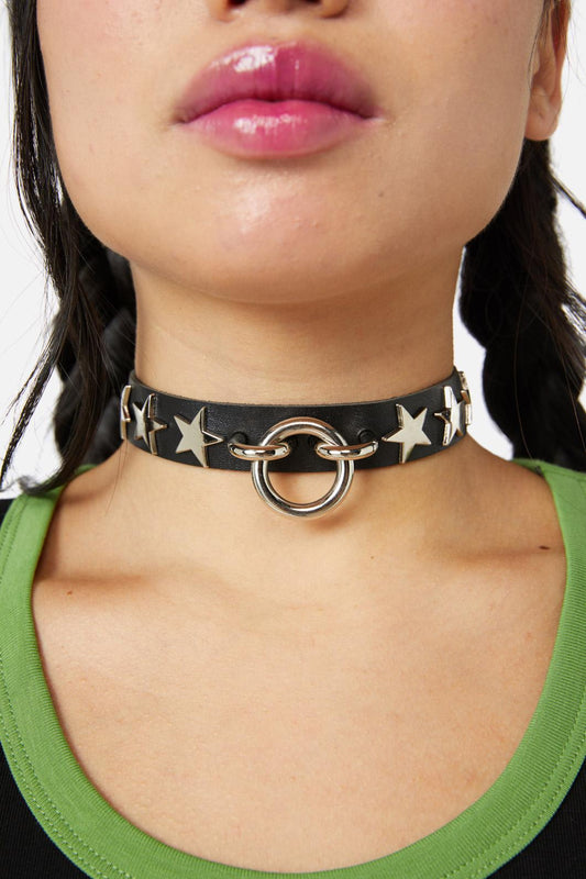 Dangerfield - Stars & Ring Choker - black