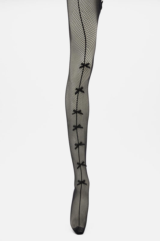Dangerfield - Bows Fishnet Tights - black