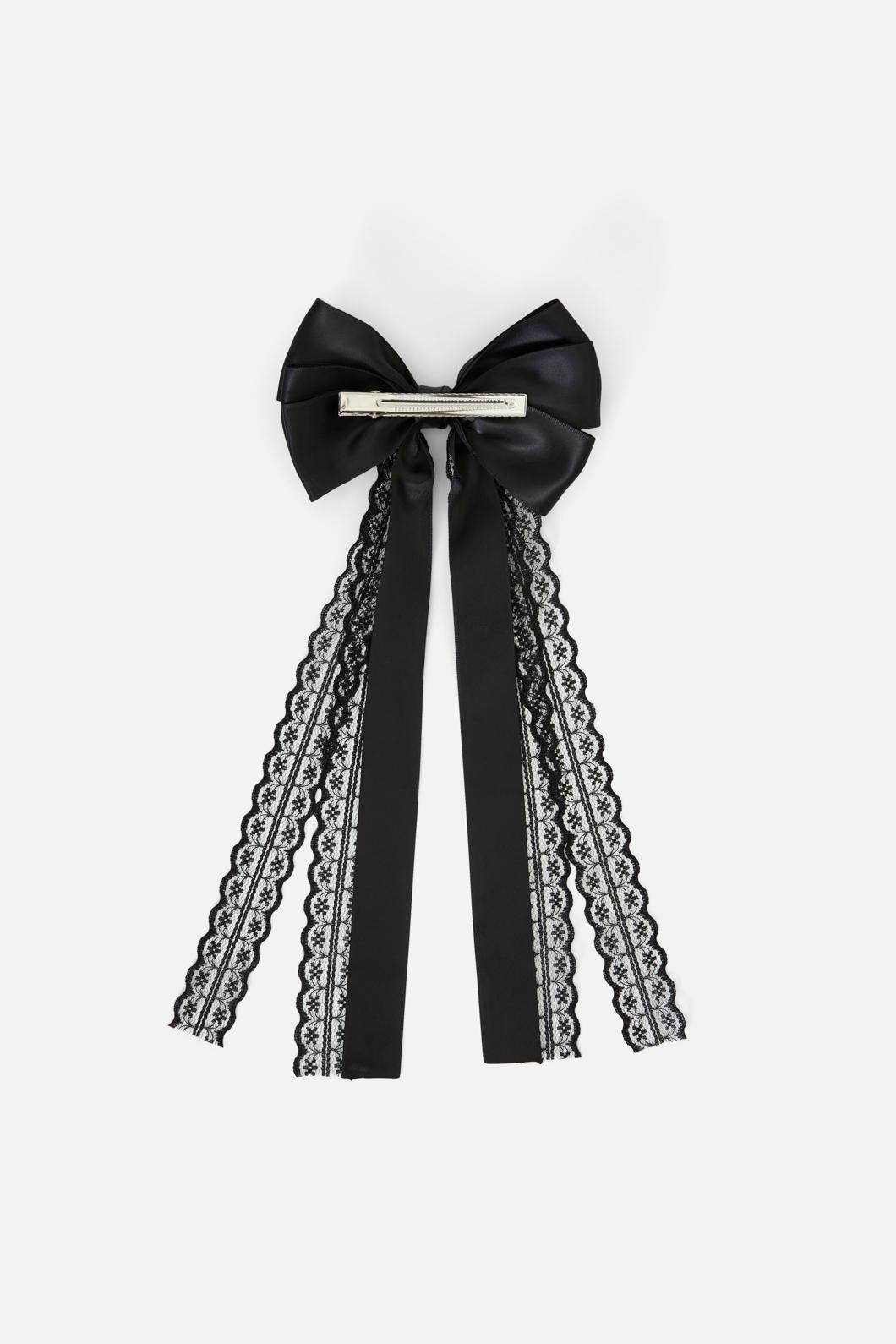 Dangerfield - Lace & Bow Clip - black