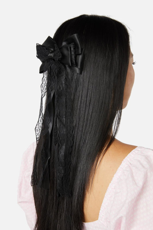 Dangerfield - Lace & Bow Clip - black