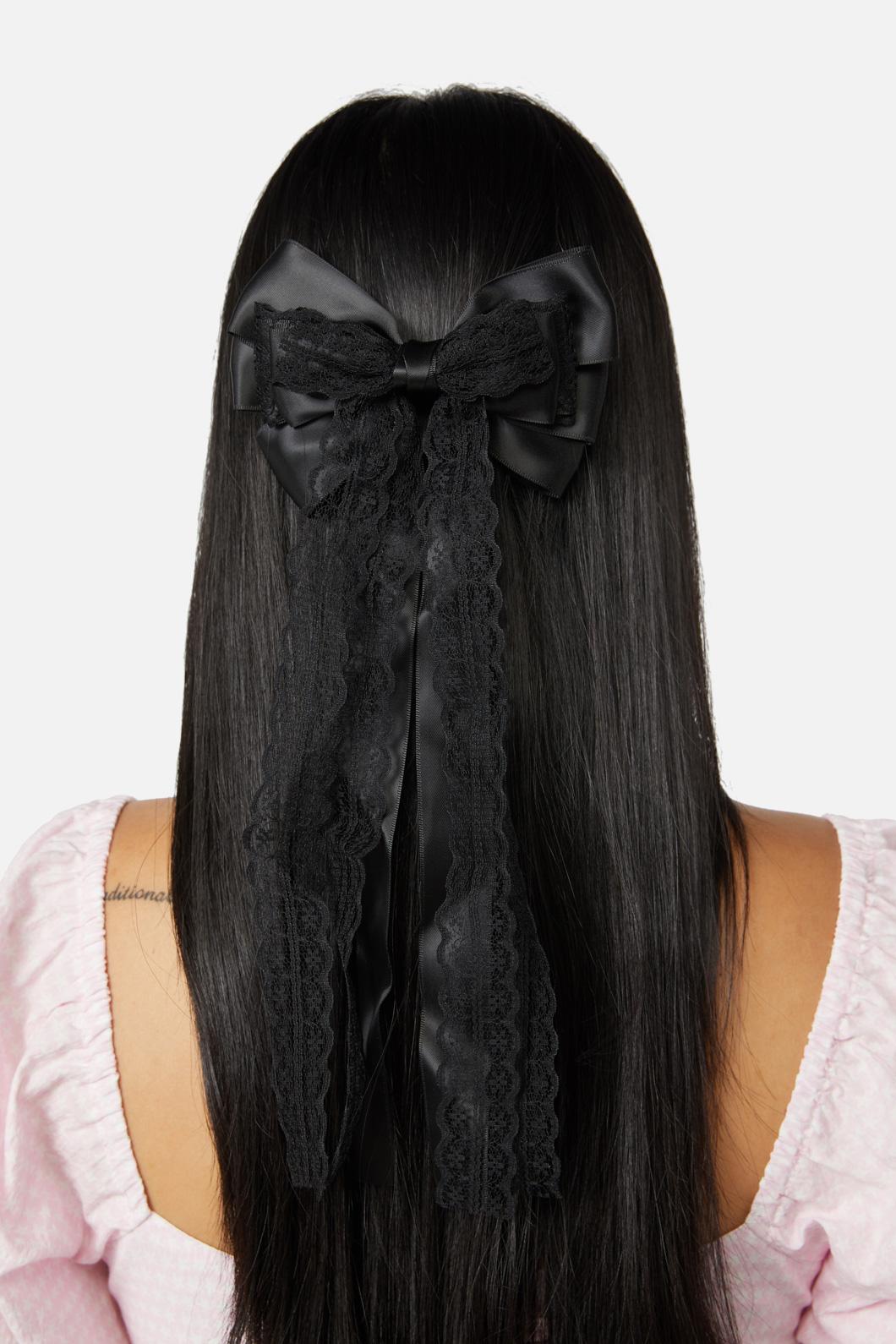 Dangerfield - Lace & Bow Clip - black
