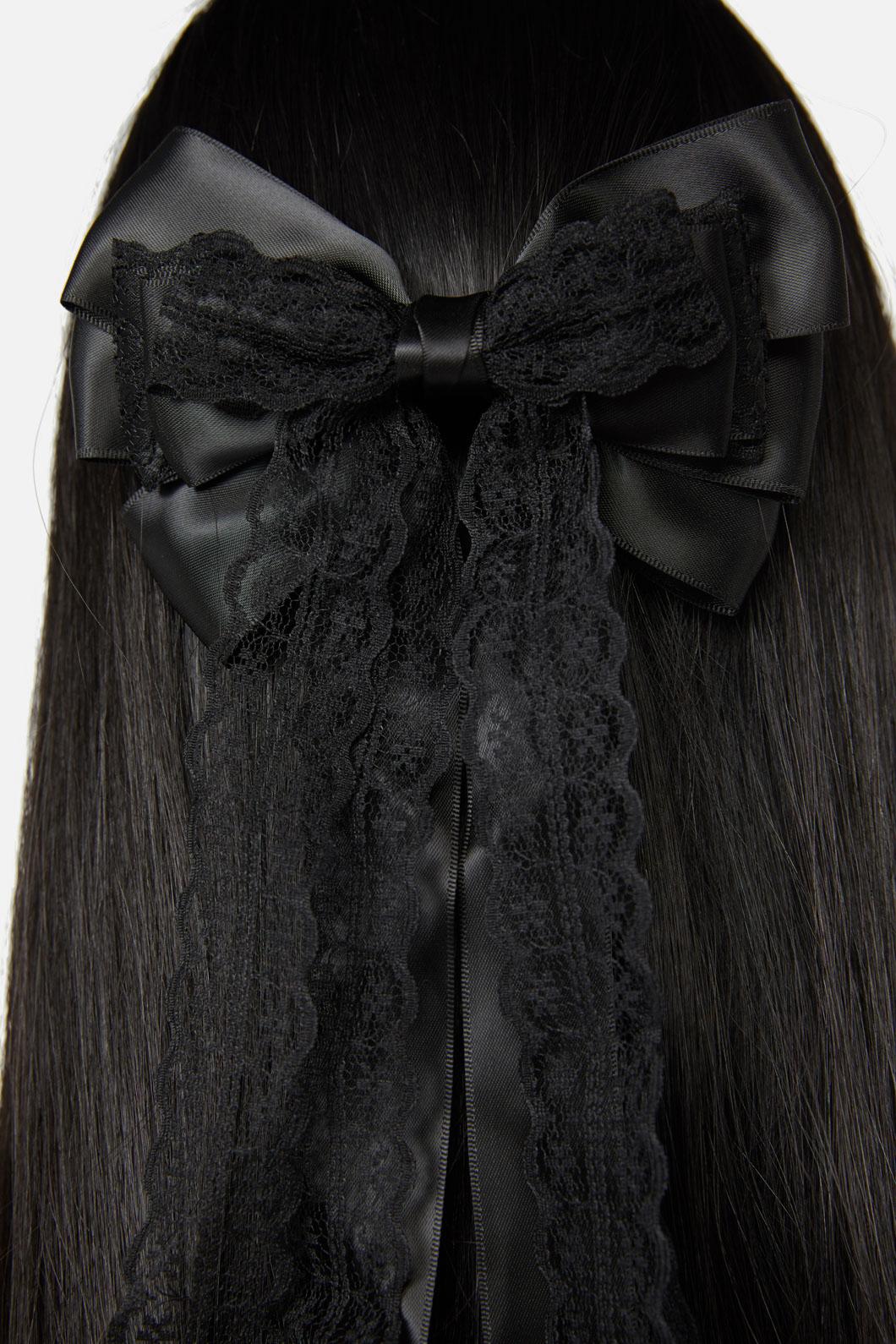 Dangerfield - Lace & Bow Clip - black