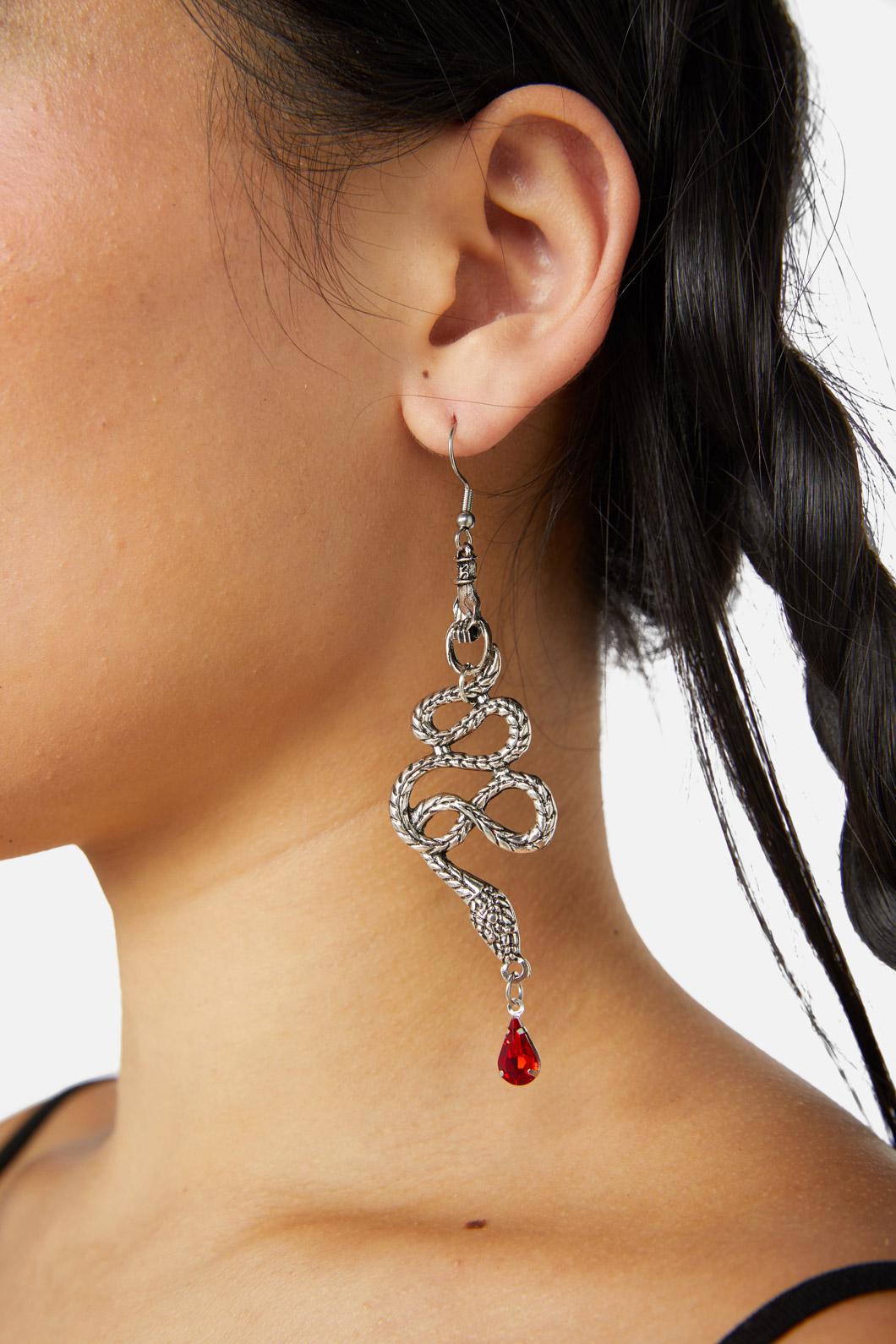 Dangerfield - Snake Crystal Earrings - silver