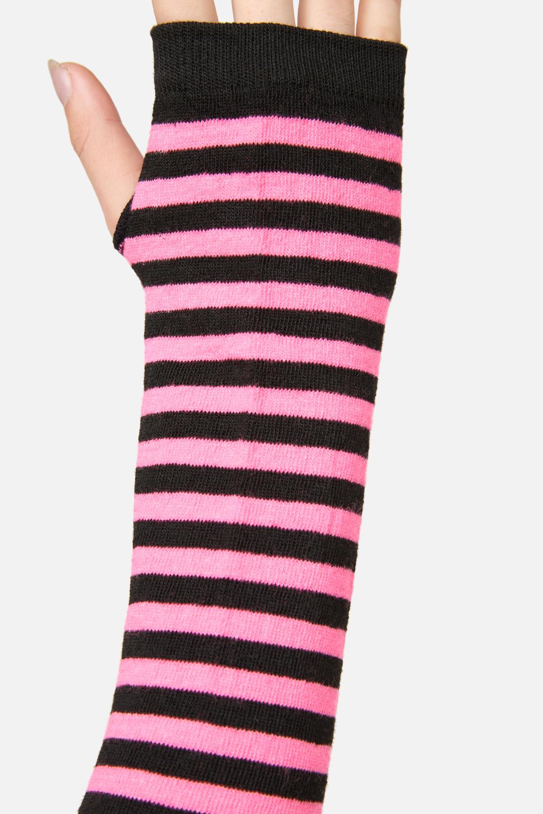 Dangerfield - PinkStripeLongFingerlessGloves - pink