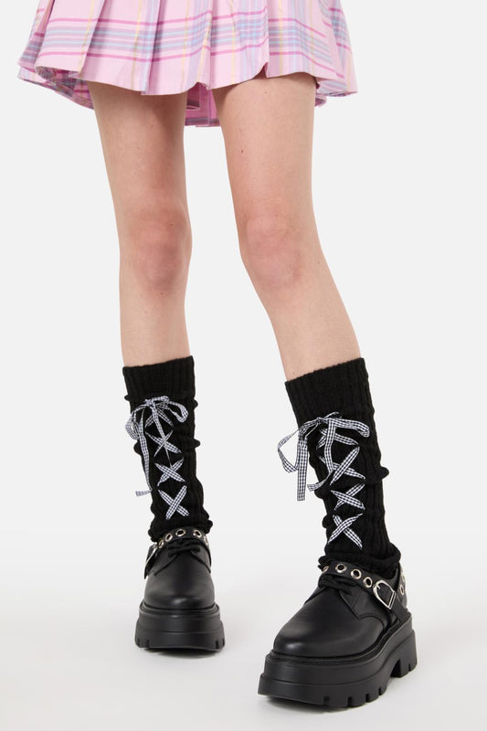 Dangerfield - Black Lace Up Leg Warmers - black