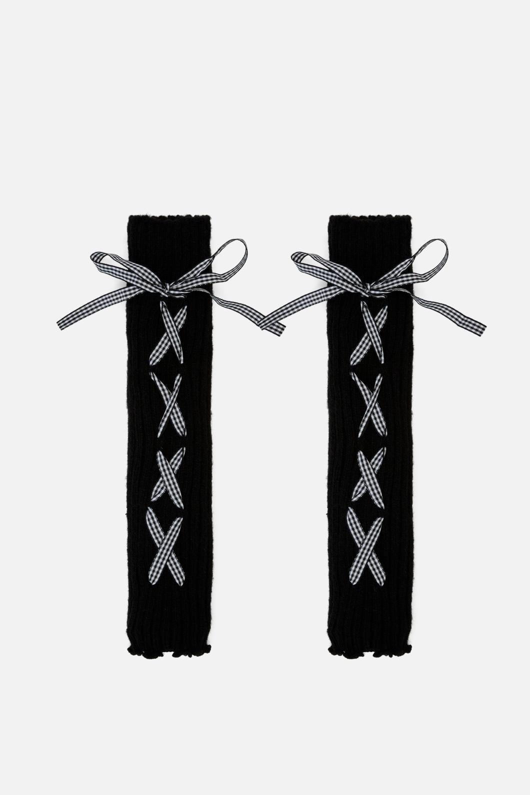 Dangerfield - Black Lace Up Leg Warmers - black