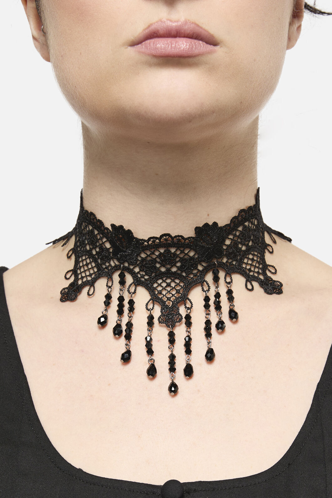 Dangerfield - Lace & Bead Choker - black