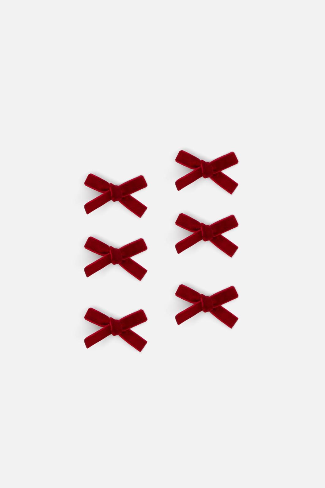 Dangerfield - Mini Velvet Hair Clips Set Of6 - red