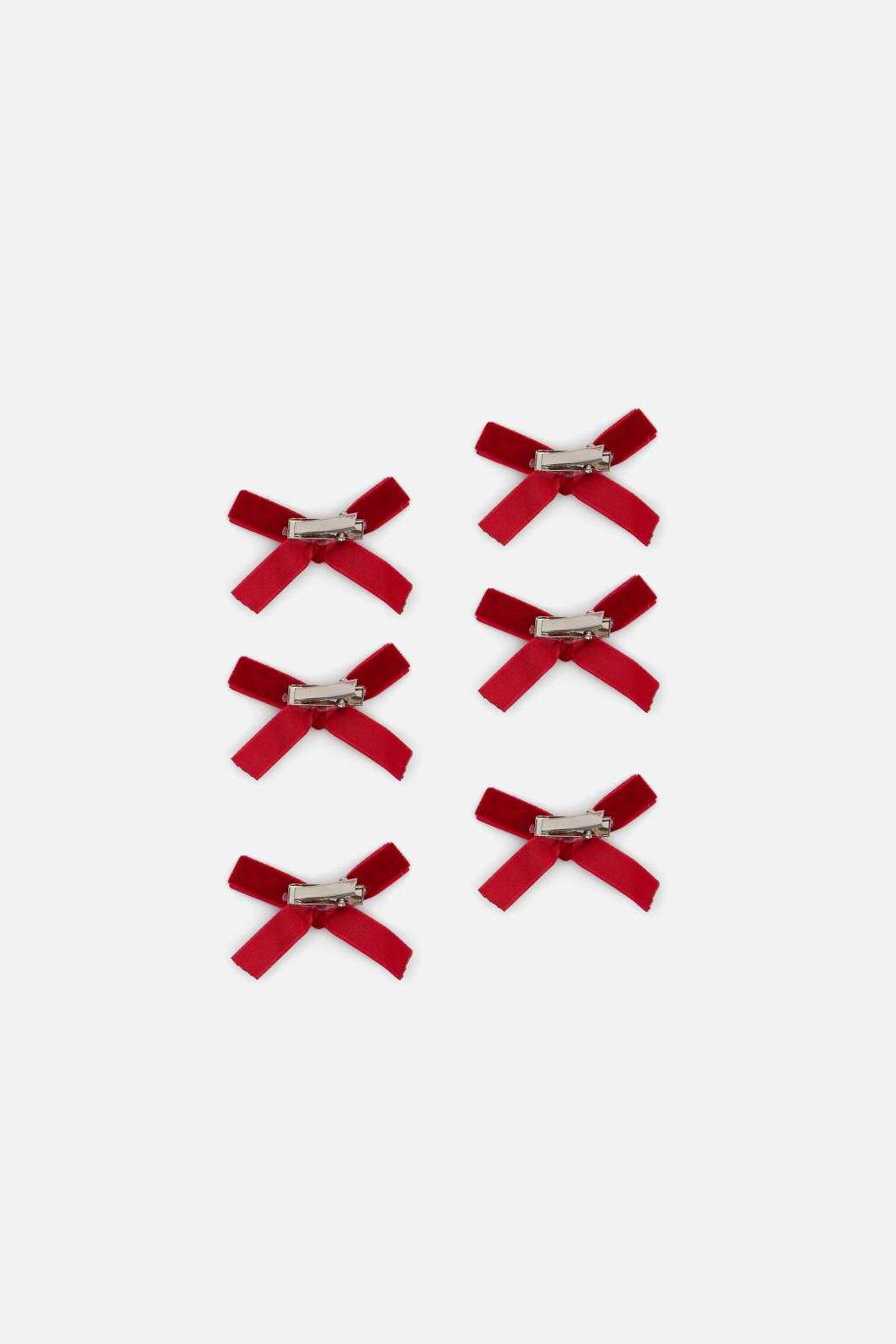 Dangerfield - Mini Velvet Hair Clips Set Of6 - red