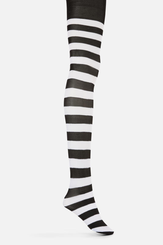 Dangerfield - Black White Striped Tights - black-white