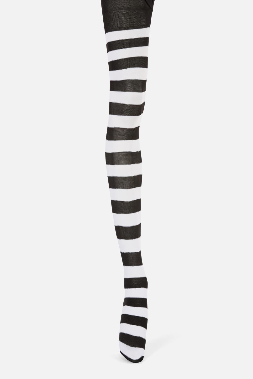 Dangerfield - Black White Striped Tights - black-white