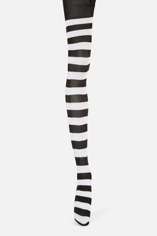 Dangerfield - Black White Striped Tights - black-white