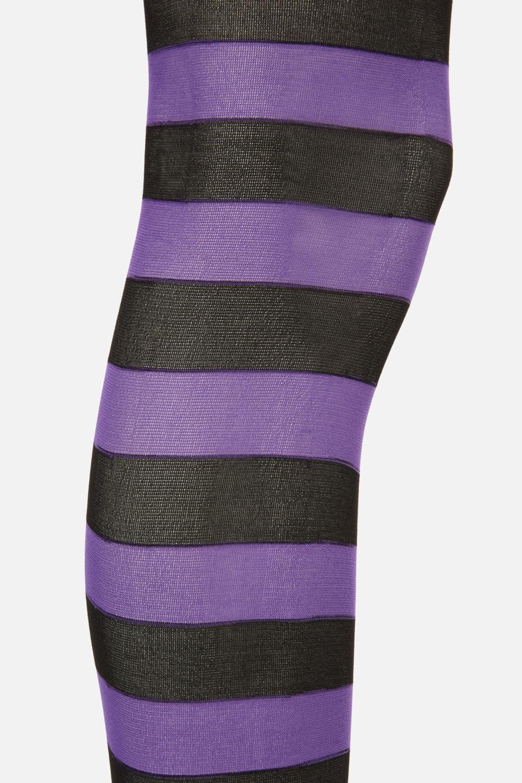 Dangerfield - Purple Black Striped Tights - black-purple