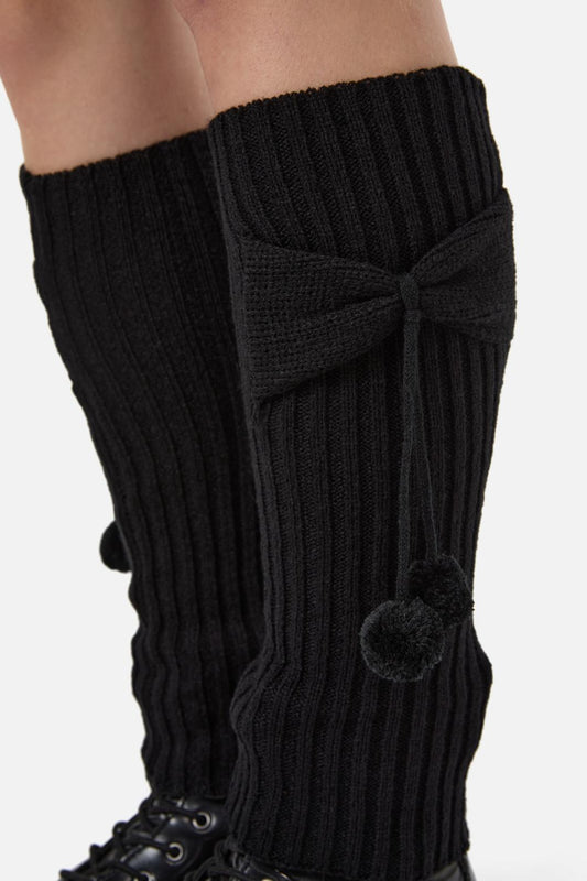 Dangerfield - Black Bow Pom Legwarmers - black