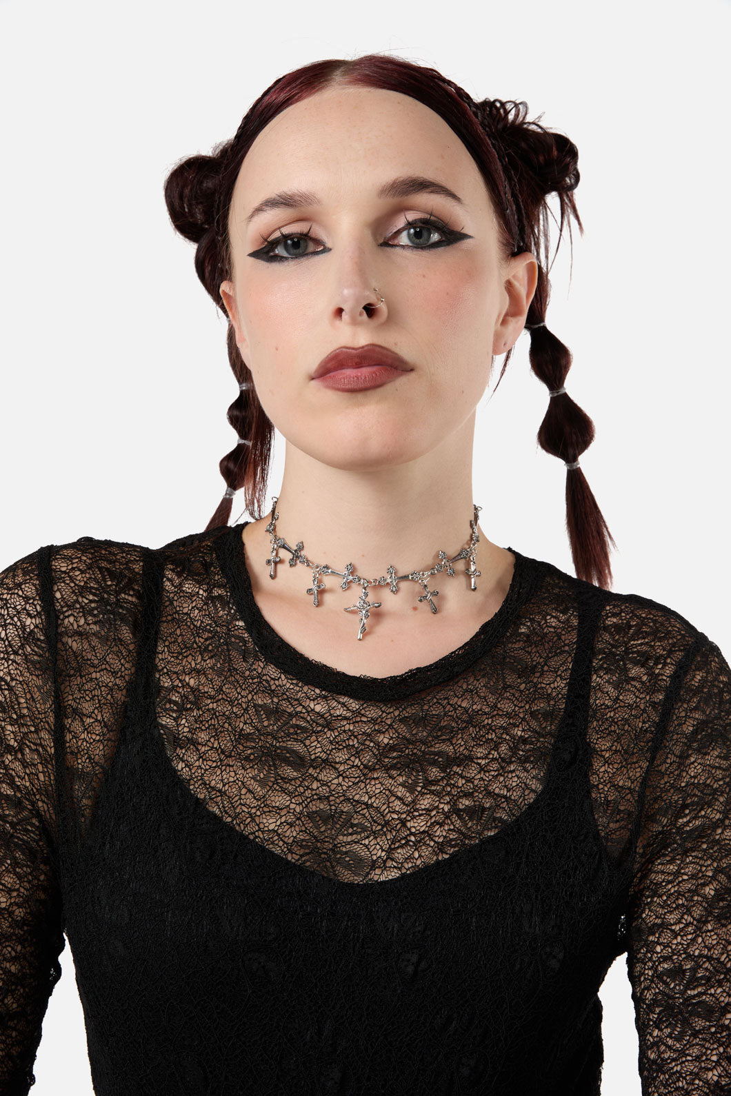 Dangerfield - Crosses Choker Necklace - silver