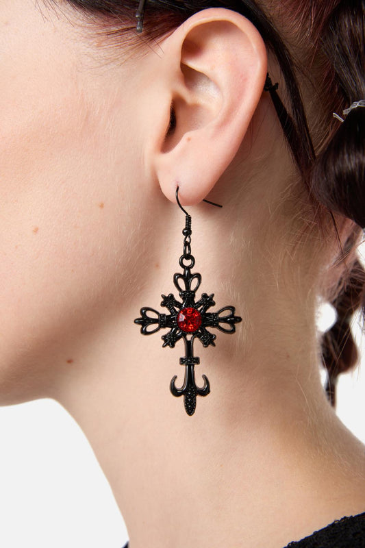 Dangerfield - Heraldry Cross Earrings - black