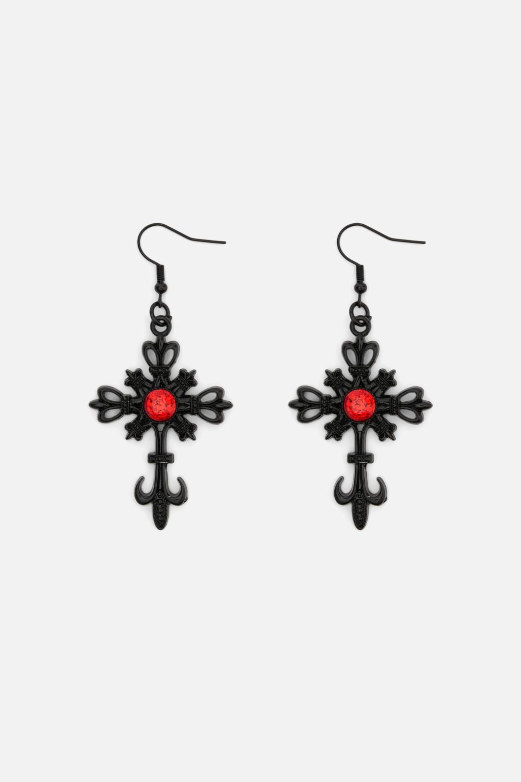 Dangerfield - Heraldry Cross Earrings - black