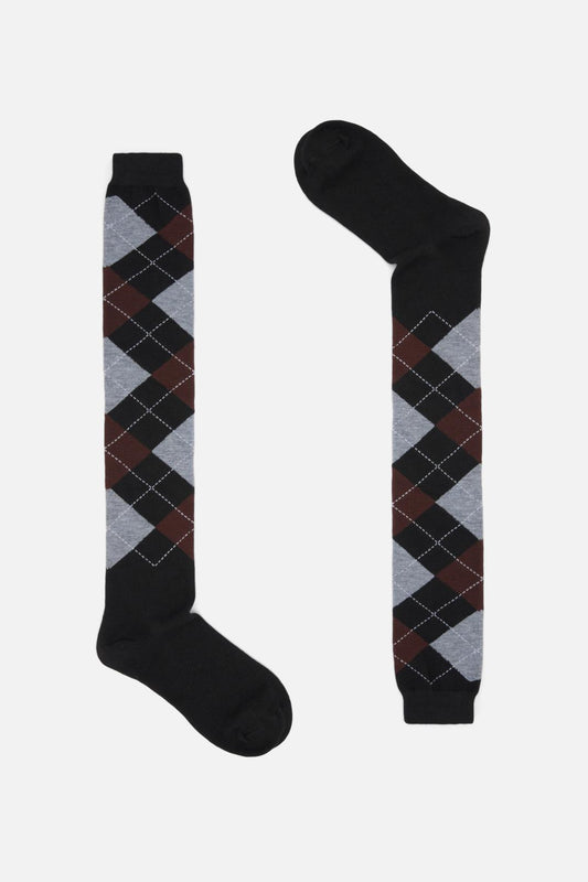 Dangerfield - Long Argyle Socks - black-grey