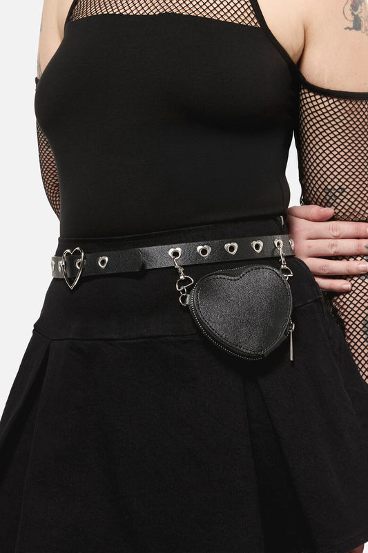 Dangerfield - Heart Belt WithDetachablePurse - black