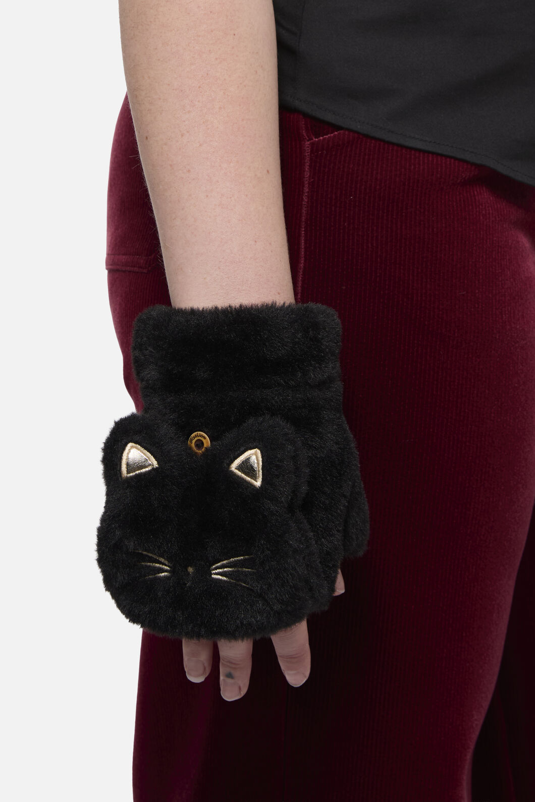 Dangerfield - Faux Fur Cat Mitten Gloves - black