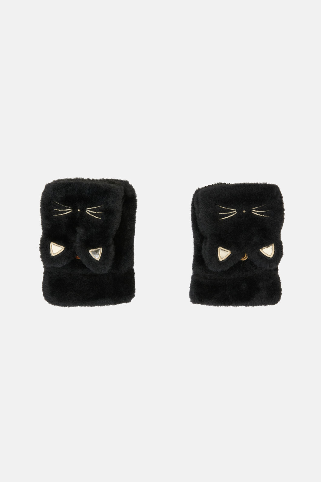 Dangerfield - Faux Fur Cat Mitten Gloves - black