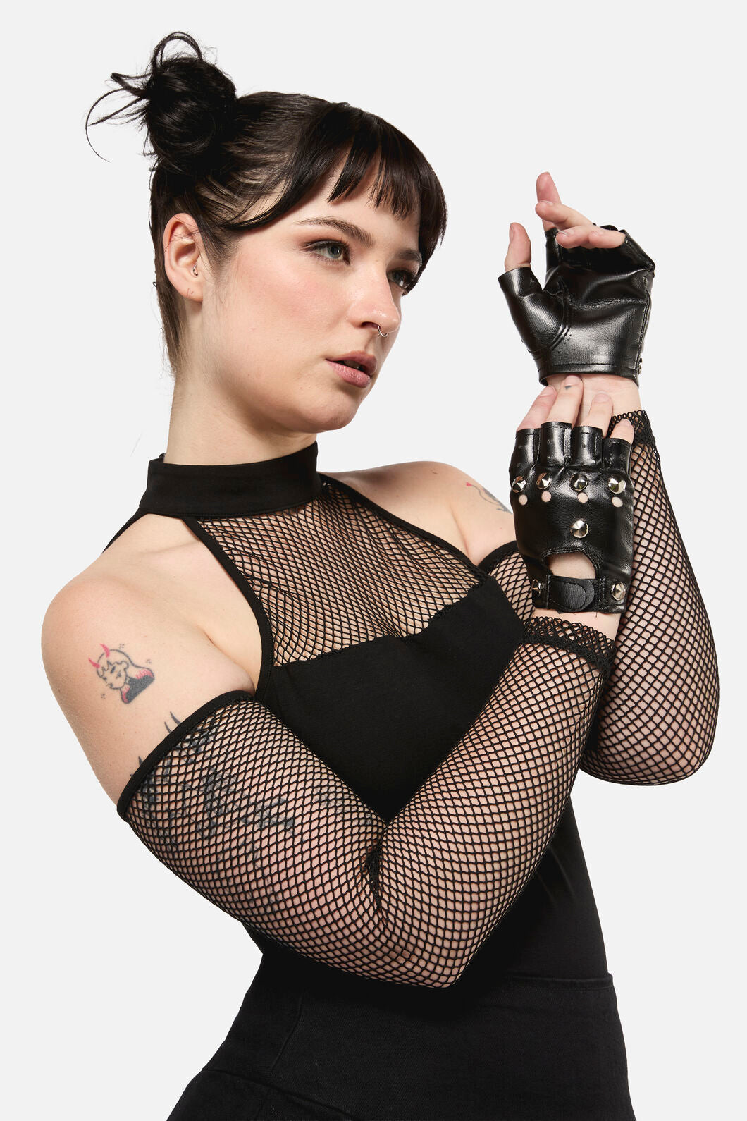 Dangerfield - Round Stud Faux Leather Gloves - black