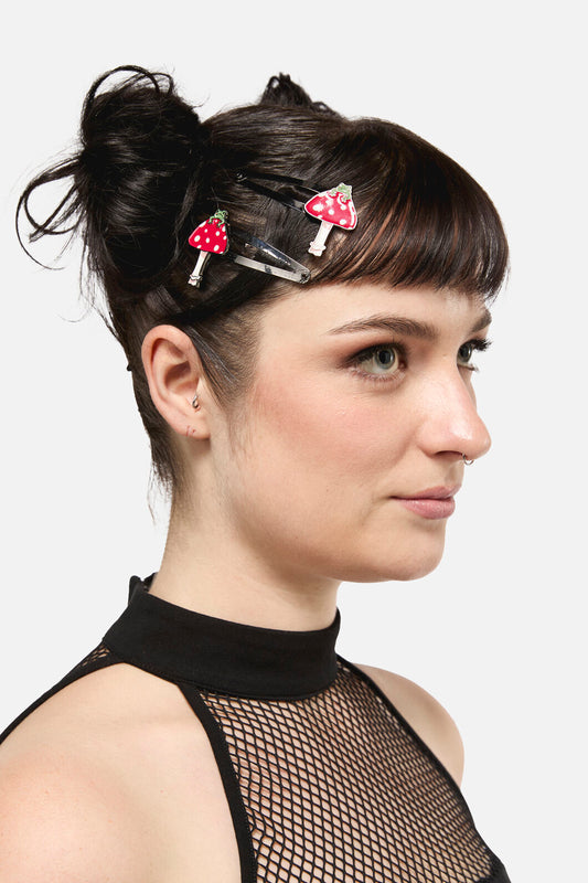 Dangerfield - Frog Shroom Hair Clips - red