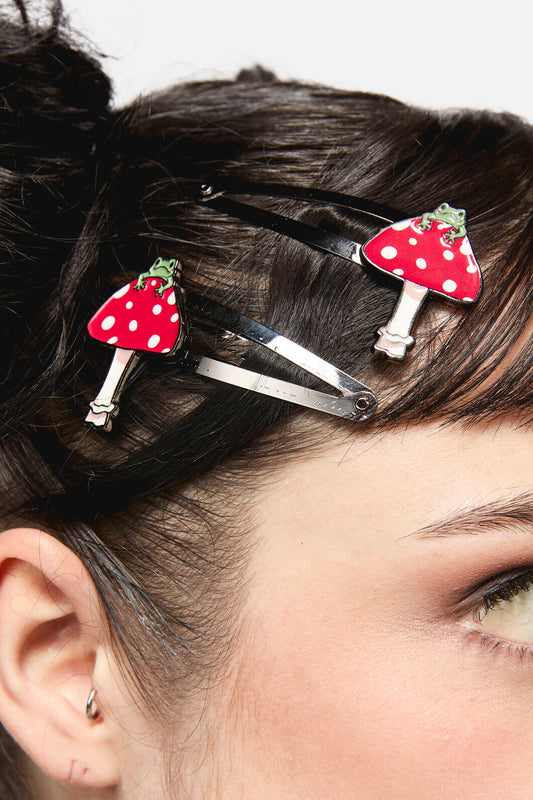 Dangerfield - Frog Shroom Hair Clips - red