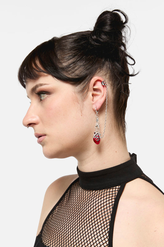 Dangerfield - Heart Hand Cuff Earring Set - silver